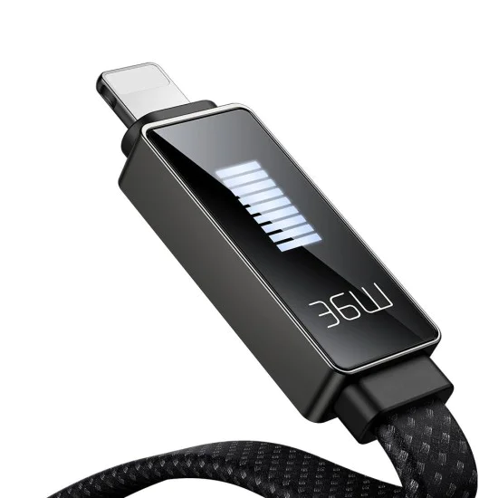 Кабел Rythm Series – Mcdodo (CA-4960) – Type-C → Lightning, 36W, LED дисплей, бързо зареждане, 1.2m – Черен