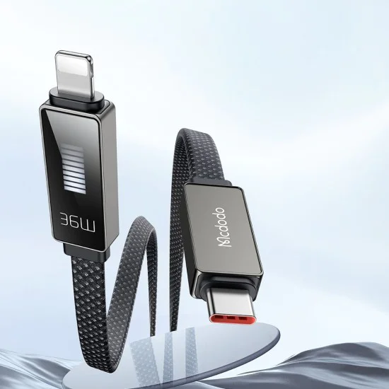 Кабел Rythm Series – Mcdodo (CA-4960) – Type-C → Lightning, 36W, LED дисплей, бързо зареждане, 1.2m – Черен