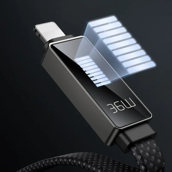 Кабел Rythm Series – Mcdodo (CA-4960) – Type-C → Lightning, 36W, LED дисплей, бързо зареждане, 1.2m – Черен