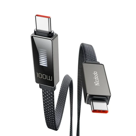 Кабел Rythm Series – Mcdodo (CA-4470) – Type-C → Type-C, 100W, LED дисплей, PD бързо зареждане, 1.2m – Черен