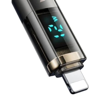 Кабел за данни – Mcdodo (CA-3620) – USB-A → Lightning, 3A, цифров дисплей, Auto Power Off, прозрачен дизайн, 1.2m – Черен