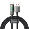 Кабел за данни – Mcdodo (CA-3630) – Type-C → USB-A, 6A, цифров дисплей, Auto Power Off, прозрачен дизайн, 1.2m – Черен