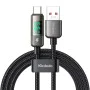 Кабел за данни – Mcdodo (CA-3630) – Type-C → USB-A, 6A, цифров дисплей, Auto Power Off, прозрачен дизайн, 1.2m – Черен