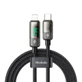 Кабел за данни – Mcdodo (CA-3600) – Type-C → Lightning, 36W, цифров дисплей, Auto Power Off, прозрачен дизайн, 1.2m – Черен