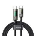 Кабел за данни – Mcdodo (CA-3610) – Type-C → Type-C, 100W, цифров дисплей, Auto Power Off, прозрачен дизайн, 1.2m – Черен