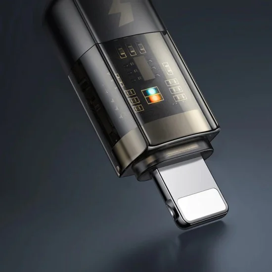 Кабел за данни – Mcdodo (CA-3140) – USB-A → Lightning, 3A, прозрачен дизайн, Auto Power Off, 1.2m – Черен