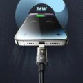 Кабел за данни – Mcdodo (CA-3140) – USB-A → Lightning, 3A, прозрачен дизайн, Auto Power Off, 1.2m – Черен