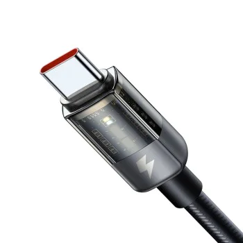 Кабел за данни – Mcdodo (CA-3150) – USB → Type-C, 6A, Super Charge, прозрачен дизайн, Auto Power Off, 1.2m – Черен