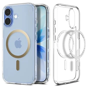 Калъф за iPhone 17 - Spigen - Ultra Hybrid MagSafe - Прозрачен/Златен