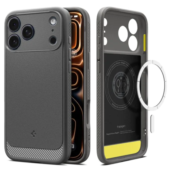 Калъф за iPhone 17 Pro Max - Spigen - Rugged Armor MagSafe - Сив