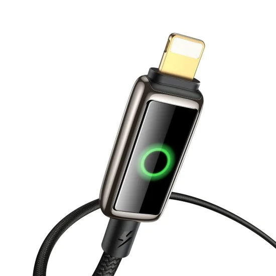 Кабел за данни – Mcdodo (CA-6590) – с дишаща LED светлина, USB-A → Lightning, Auto Power Off, 3A, 1.2m – Черен