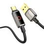 Кабел за данни – Mcdodo (CA-6650) – с дишаща LED светлина, USB-C → USB-A, Auto Power Off, 6A, 1.2m – Черен