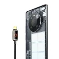 Кабел за данни – Mcdodo (CA-6650) – с дишаща LED светлина, USB-C → USB-A, Auto Power Off, 6A, 1.2m – Черен