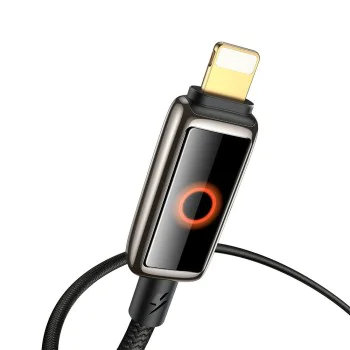 Кабел за данни – Mcdodo (CA-6670) – с дишаща LED светлина, USB-C → Lightning, Auto Power Off, 36W, 1.2m – Черен
