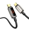 Кабел за данни – Mcdodo (CA-6680) – с дишаща LED светлина, USB-C → USB-C, Auto Power Off, 100W, 1.2m – Черен