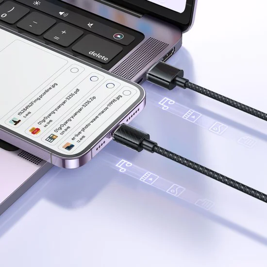 Кабел за данни – Mcdodo (CA-3640) – USB → Lightning, прозрачен дизайн, 3A, 1.2m – Черен