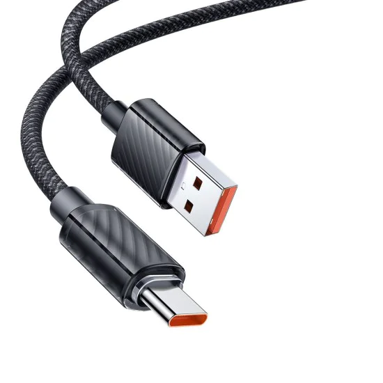 Кабел за данни – Mcdodo (CA-3650) – Type-C → USB-A, прозрачен дизайн, 100W, 1.2m – Черен