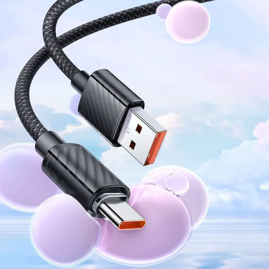 Кабел за данни – Mcdodo (CA-3650) – Type-C → USB-A, прозрачен дизайн, 100W, 1.2m – Черен