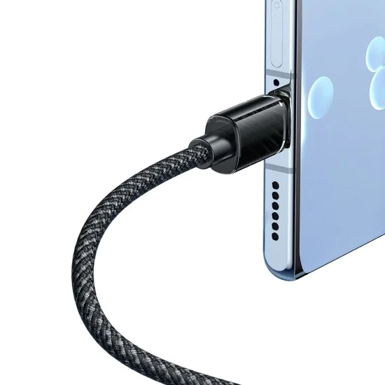Кабел за данни – Mcdodo (CA-3650) – Type-C → USB-A, прозрачен дизайн, 100W, 1.2m – Черен