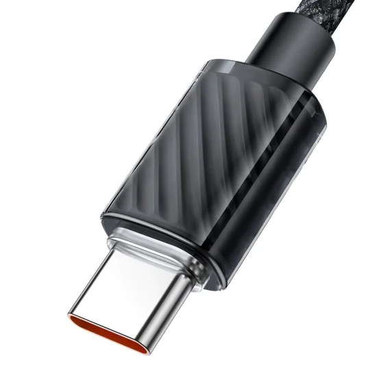 Кабел за данни – Mcdodo (CA-3650) – Type-C → USB-A, прозрачен дизайн, 100W, 1.2m – Черен