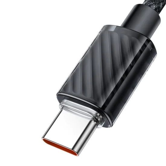 Кабел за данни – Mcdodo (CA-3670) – Type-C → Type-C, прозрачен дизайн, 100W, 5A, 1.2m – Черен