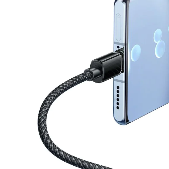 Кабел за данни – Mcdodo (CA-3670) – Type-C → Type-C, прозрачен дизайн, 100W, 5A, 1.2m – Черен