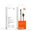 Кабел за данни – Mcdodo (CA-3510) – USB-A → Lightning, 90° дизайн, 3A, прозрачен дизайн, 1.2m – Черен