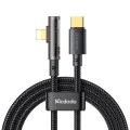Кабел за данни – Mcdodo (CA-3390) – USB-C → Lightning, 90° дизайн, 36W, прозрачен дизайн, 1.2m – Черен