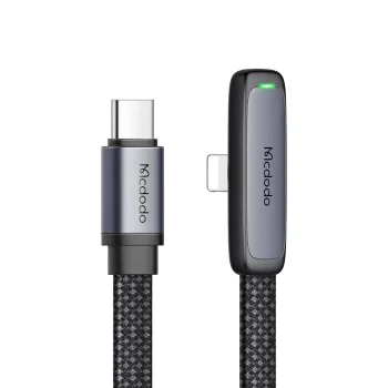 Кабел за данни – Mcdodo (CA-3350) – Type-C → Lightning, 90° дизайн, 36W, LED индикатор, 1.2m – Черен