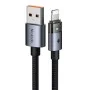 Кабел за данни – Mcdodo (CA-6910) – със светлина при зареждане, USB-A → Lightning, прозрачен кабел, 3A, 1.2m – Черен