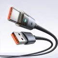 Кабел за данни – Mcdodo (CA-6890) – със светлина при зареждане, USB-C → USB-A, прозрачен кабел, 6A, 1.2m – Черен