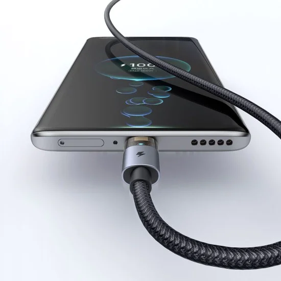 Кабел за данни – Mcdodo (CA-6890) – със светлина при зареждане, USB-C → USB-A, прозрачен кабел, 6A, 1.2m – Черен