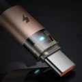 Кабел за данни – Mcdodo (CA-6891) – със светлина при зареждане, USB-C → USB-A, прозрачен кабел, 6A, 1.2m – Desert Gold