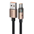Кабел за данни – Mcdodo (CA-6891) – със светлина при зареждане, USB-C → USB-A, прозрачен кабел, 6A, 1.2m – Desert Gold