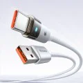 Кабел за данни – Mcdodo (CA-6892) – със светлина при зареждане, USB-C → USB-A, прозрачен кабел, 6A, 1.2m – Бял
