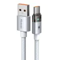 Кабел за данни – Mcdodo (CA-6892) – със светлина при зареждане, USB-C → USB-A, прозрачен кабел, 6A, 1.2m – Бял