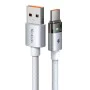 Кабел за данни – Mcdodo (CA-6892) – със светлина при зареждане, USB-C → USB-A, прозрачен кабел, 6A, 1.2m – Бял