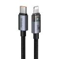 Кабел за данни – Mcdodo (CA-6940) – със светлина при зареждане, USB-C → Lightning, прозрачен кабел, 36W, 1.2m – Черен