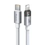 Кабел за данни – Mcdodo (CA-6942) – със светлина при зареждане, USB-C → Lightning, прозрачен кабел, 36W, 1.2m – Бял