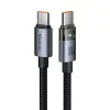 Кабел за данни – Mcdodo (CA-5580) – със светлина при зареждане, USB-C → USB-C, прозрачен, 100W, 1.2m – Черен