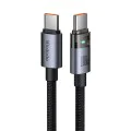 Кабел за данни – Mcdodo (CA-5580) – със светлина при зареждане, USB-C → USB-C, прозрачен, 100W, 1.2m – Черен