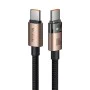 Кабел за данни – Mcdodo (CA-5581) – със светлина при зареждане, USB-C → USB-C, прозрачен, 100W, 1.2m – Desert Gold