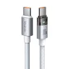 Кабел за данни – Mcdodo (CA-5582) – със светлина при зареждане, USB-C → USB-C, прозрачен, 100W, 1.2m – Бял