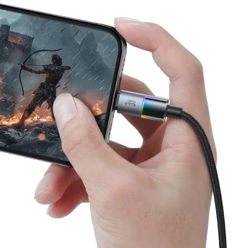 Кабел за данни – Mcdodo (CA-8170) – с цветни светлини, USB-A → Lightning, 3A, 1.2m – Черен