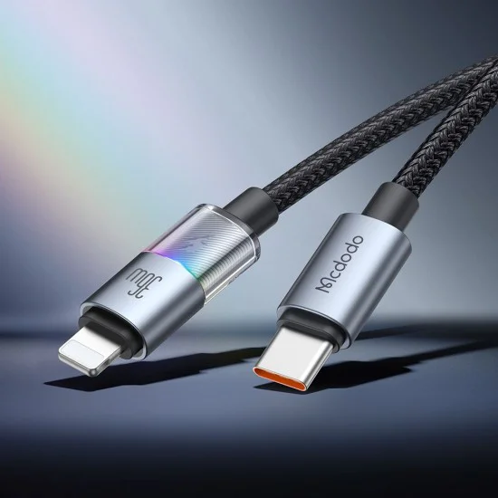 Кабел – Mcdodo (CA-8190) – със 7 цветни светлини, USB-C → Lightning, 36W, 3A, 1.2m – Черен