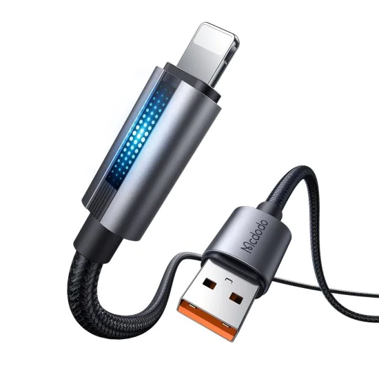 Кабел за данни – Mcdodo (CA-5660) – с дишаща светлина, USB-A → Lightning, 3A, 1.2m – Черен