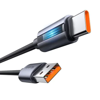Кабел за данни – Mcdodo (CA-5180) – с дишаща светлина, USB-A → USB-C, 100W, 6A, 1.2m – Черен