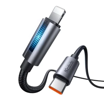 Кабел за данни – Mcdodo (CA-5710) – с дишаща светлина, USB-C → Lightning, 36W, 3A, 1.2m – Черен