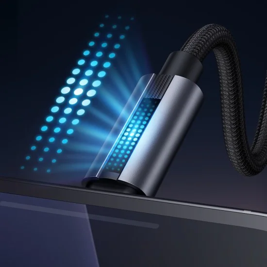 Кабел за данни – Mcdodo (CA-5710) – с дишаща светлина, USB-C → Lightning, 36W, 3A, 1.2m – Черен