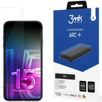 Протектор за iPhone 15 - 3mk - ARC+ защитно фолио - Прозрачен